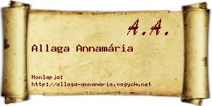 Allaga Annamária névjegykártya